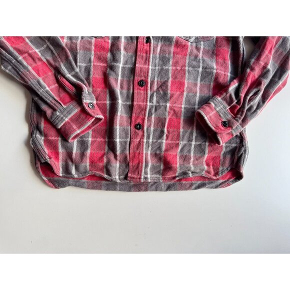 LEE Red Grey Plaid Check Cotton Flannel Button Down Shirt, Size M - Picture 9 of 13